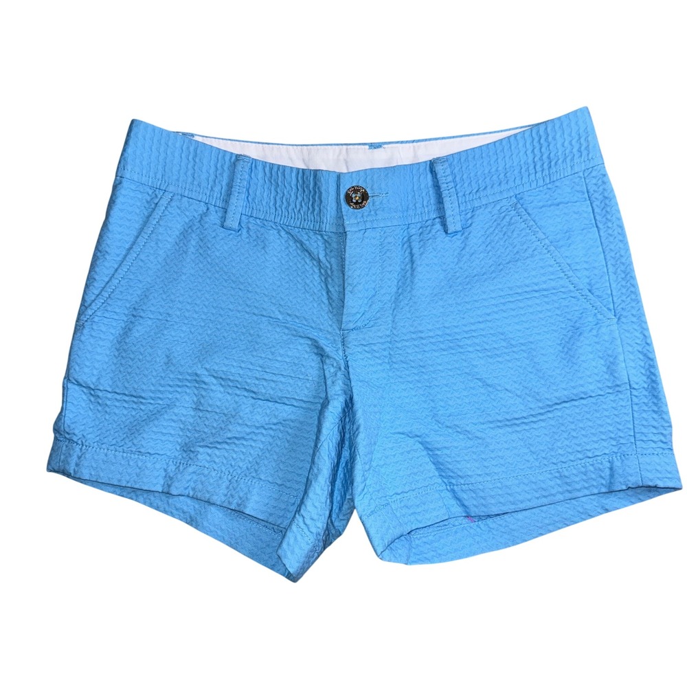 Lilly Pulitzer Callahan Shorts Size 2 Blue Seersucker Cotton Preppy Casual‎
